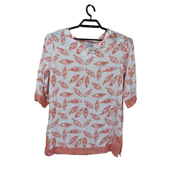 Tybee Island Clothing Company Tunic top size M pink fish beach summer coral pink - Picture 4 of 11